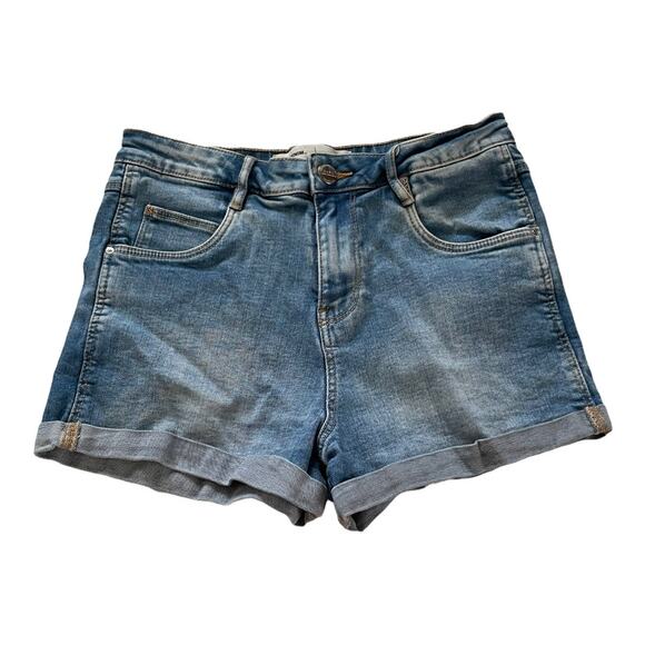 Zara TRF Womens Denim Shorts Size 4 Cuffed Light Wash Mid Rise Jean Shorts - Picture 1 of 4